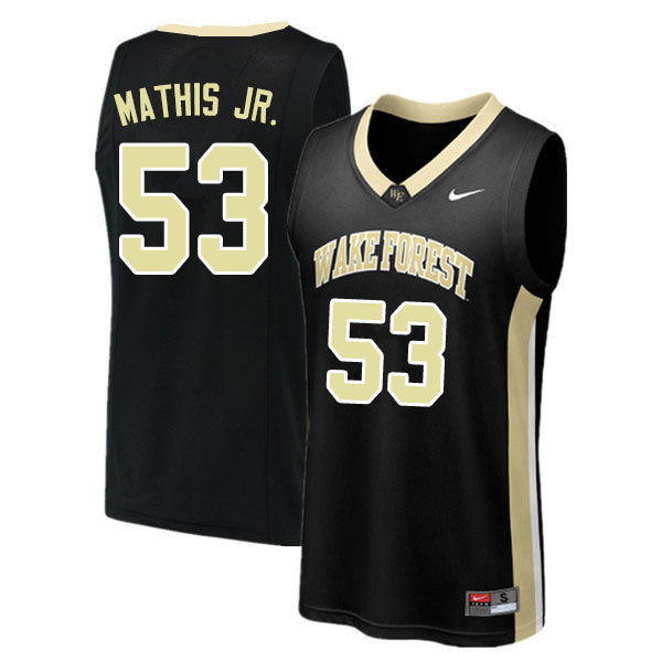 Men #53 Anthony Mathis Jr. Wake Forest Demon Deacons College Basketball Jerseys Sale-Black - Click Image to Close